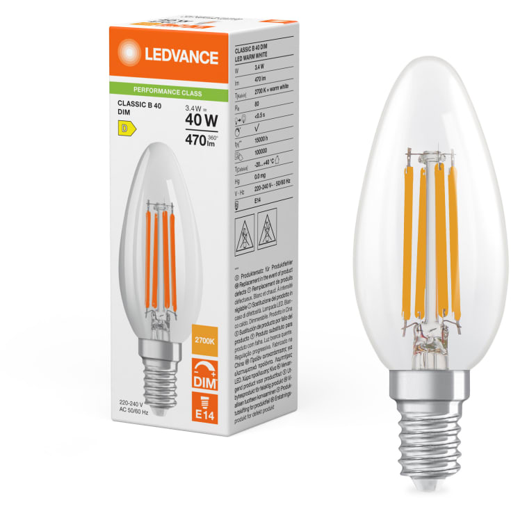 Ledvance Classic E14 kronljuslampa, 2700K, 4,8W