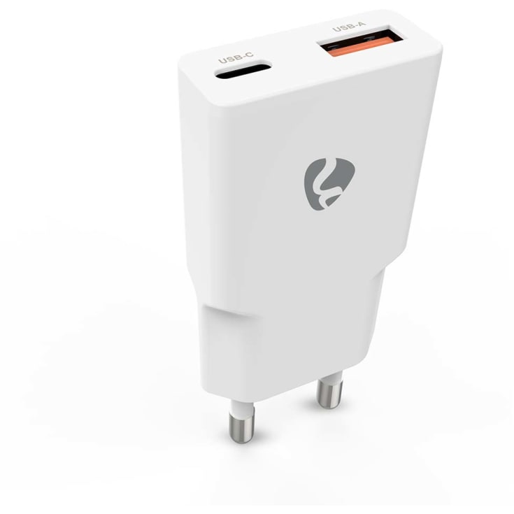 Vægoplader 20W GAN PD3.0 20W, USB-A / USB-C, hvid