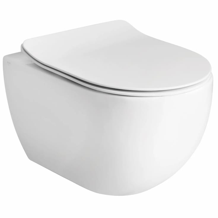 Glomp væghængt toilet, uden skyllekant, mat hvid