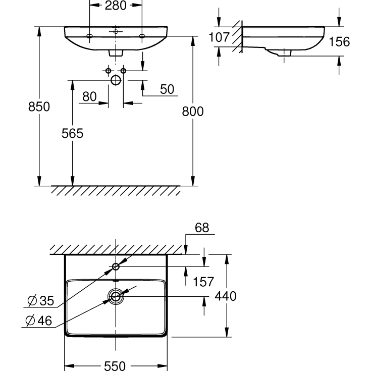 Grohe Euro servant, 55x44 cm, hvit