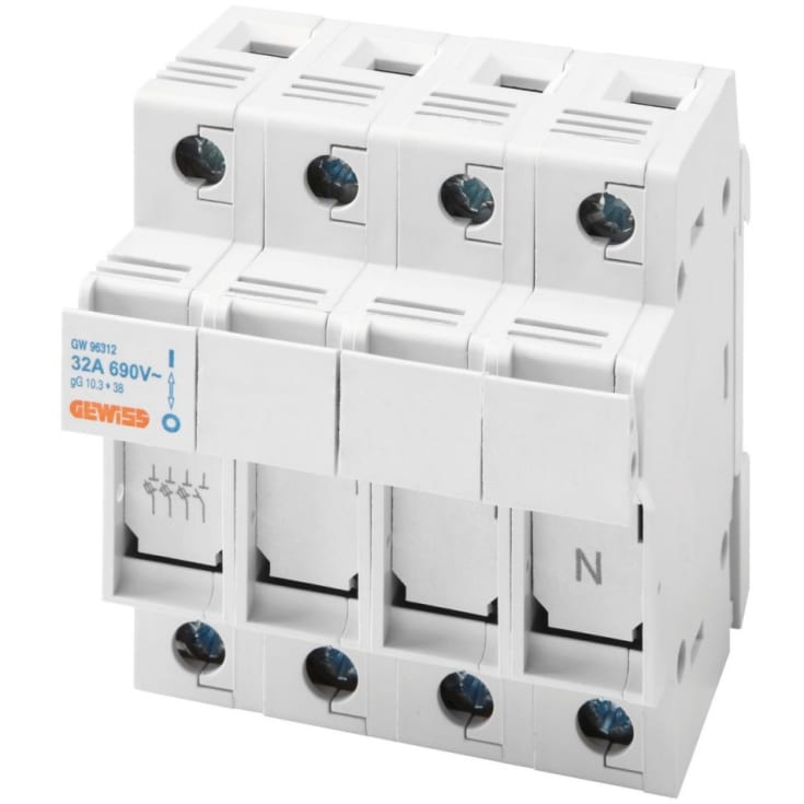 Sikringsafbryder 3P+N max 32A til patronsikring 10,3x38 mm, 4M