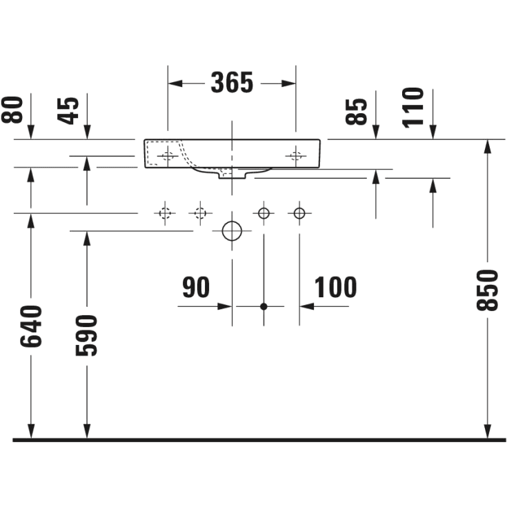 HÅNDVASK 500MM HAPPY D.2 HVID,