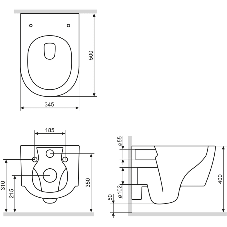 AM.PM X-Joy S FlashClean væghængt toilet, uden skyllekant, mat sort