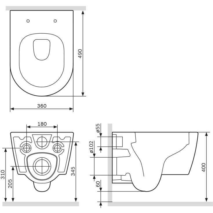 AM.PM Func FlashClean vegghengt toalett, uten spylekant, hvit