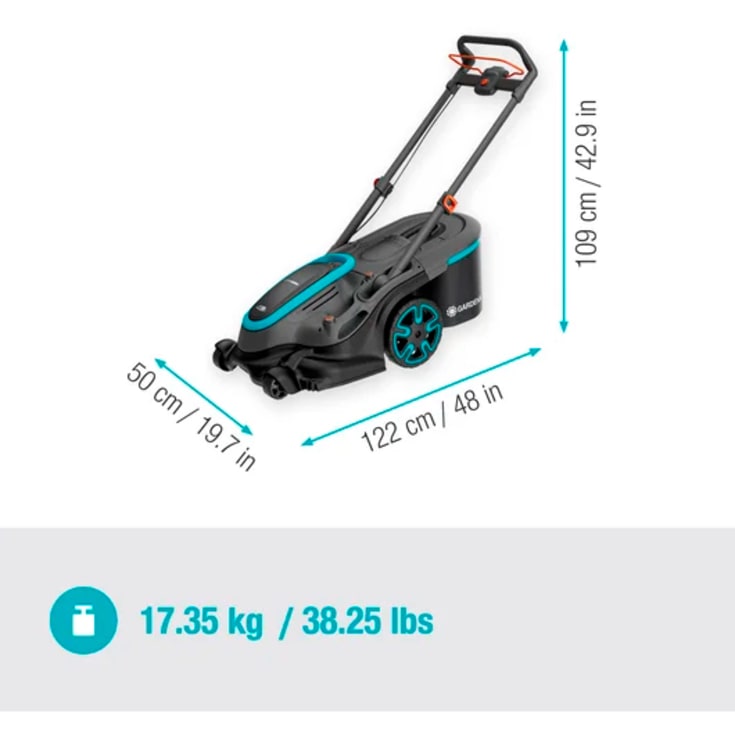 Gardena PowerMax Duo gressklipper, batteridrevet, dualblade, 46 cm, svart