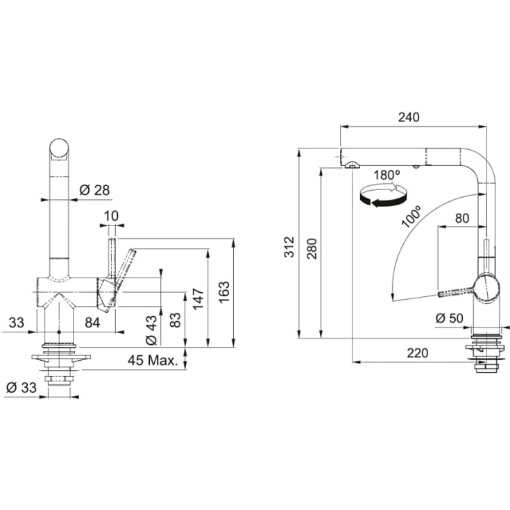 Franke Active 2.0 køkkenarmatur, udtrækstud, krom