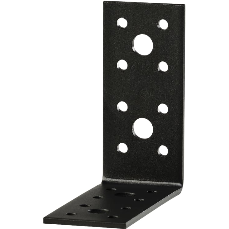 Vinkelbeslag 406, med ribbe, 90 x 90 x 40 x 3,0 mm, svart