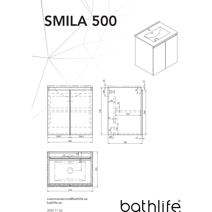 Bathlife Smila møbelpakke, 51x39,5 cm, hvit