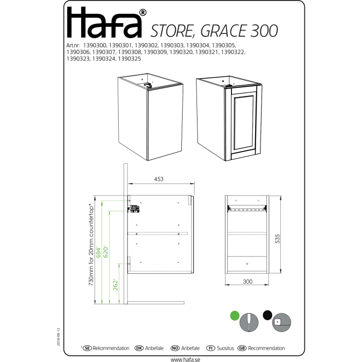 Hafa Grace servantskap, 120x45.3 cm, grå