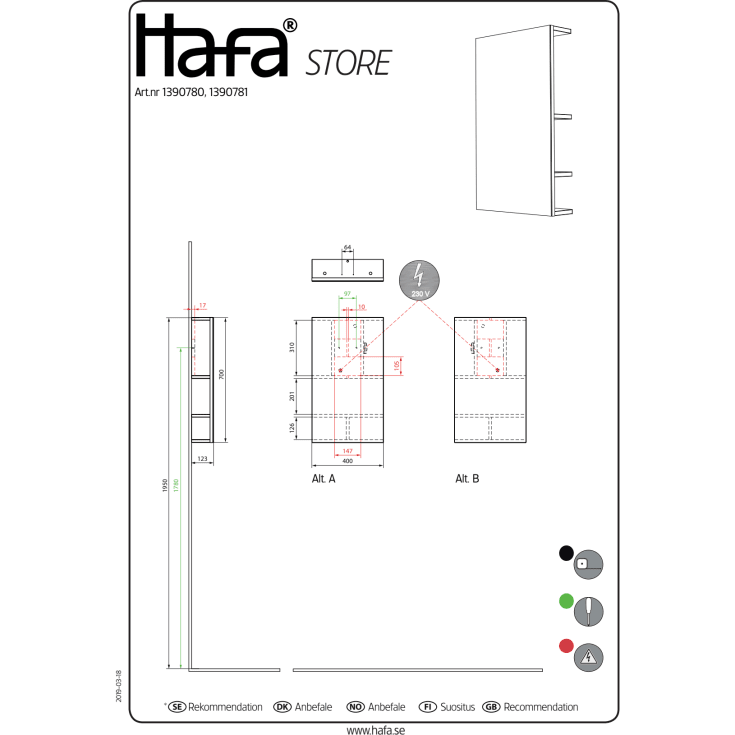 Hafa Store åben hylle, vendbar, 40x70 cm, antrasittgrå