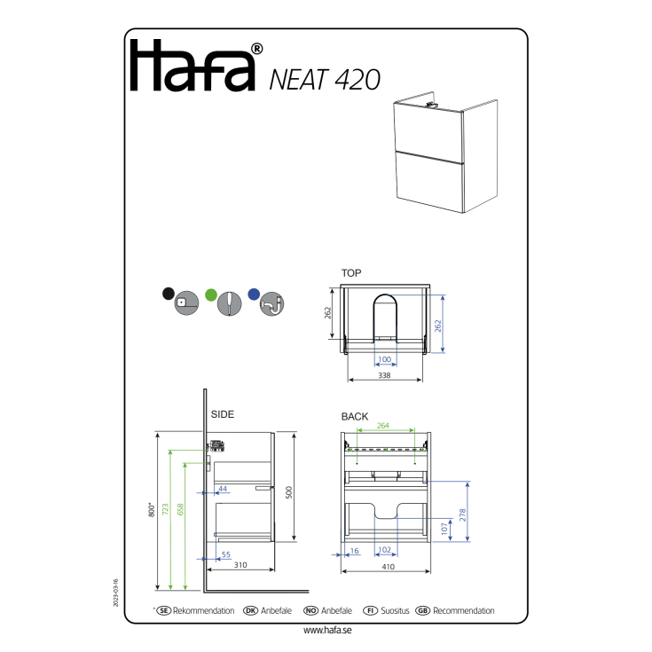 Hafa Neat møbelpakke, 42x32 cm, matt hvit