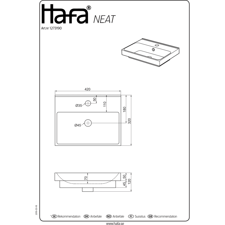 Hafa Neat møbelpakke, 42x32 cm, antrasitt