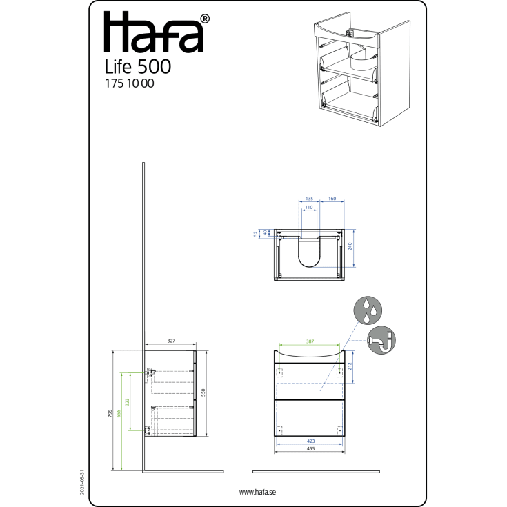 Hafa Life servantskap, 50.5x39.5 cm, sort