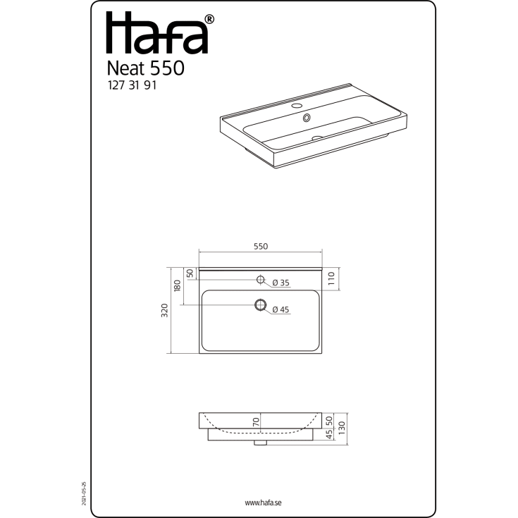 Hafa Neat møbelpakke, 55x32 cm, antrasitt