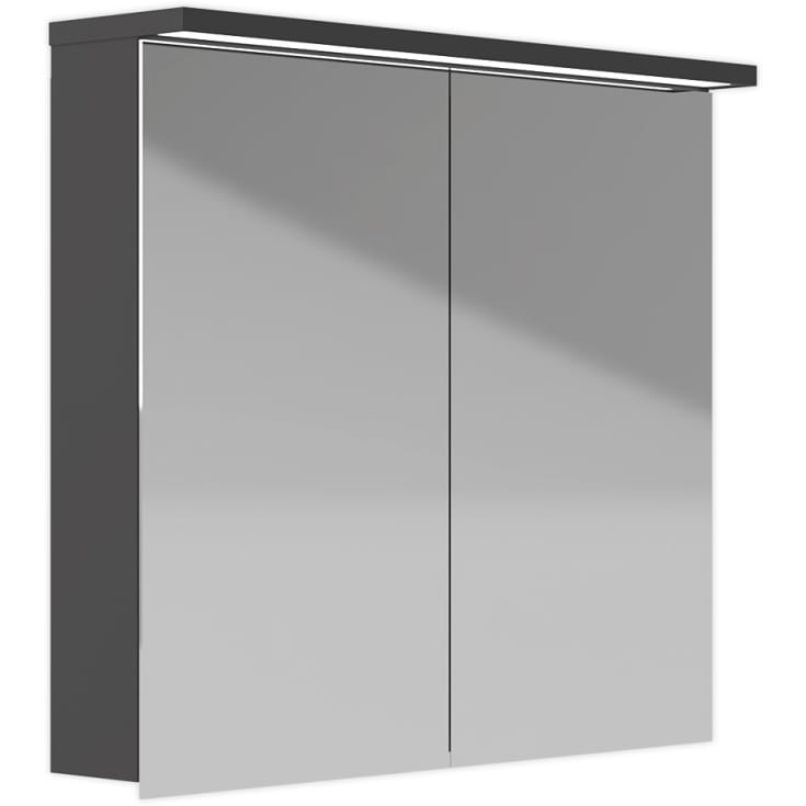 Kriss Skandi spejlskab med lys, 80x70 cm, antracit