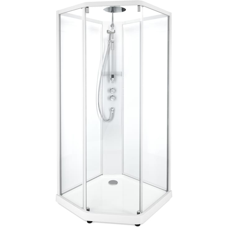 Showerama Comfort duschkabin, 90x80 cm, vit profil, klart/frostat glas