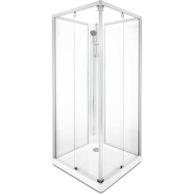 Showerama Classic duschkabin, 90x90 cm, aluminium profil, klart glas