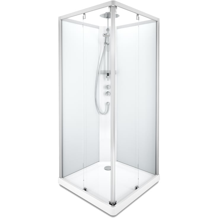 Showerama Comfort brusekabine, 90x90 cm, aluminium profil, klart glas