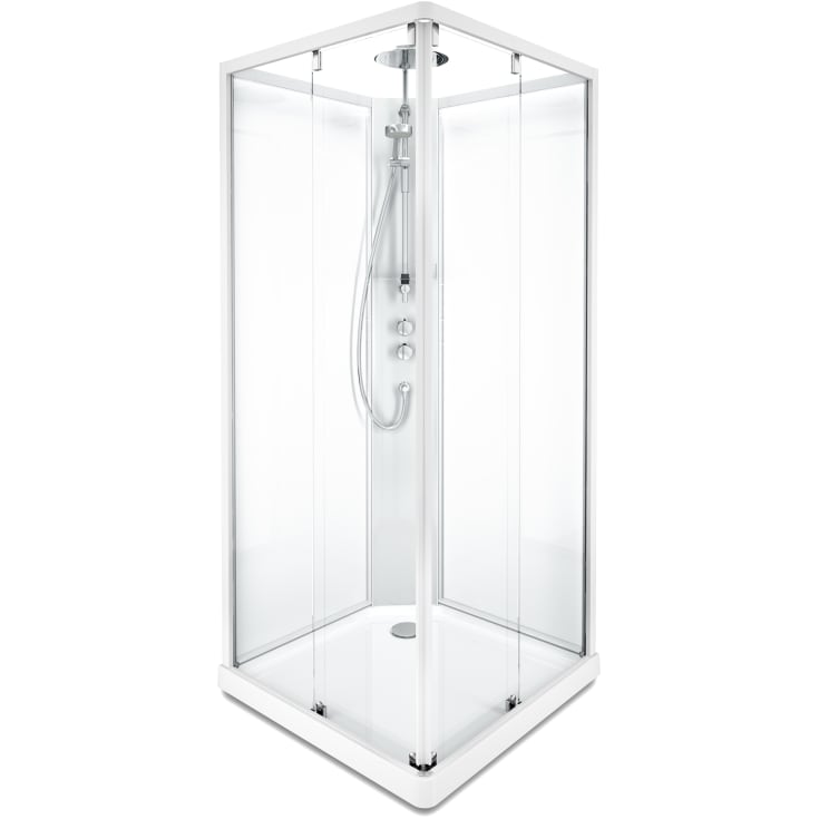 Showerama Comfort brusekabine, 90x90 cm, hvid profil, klart glas