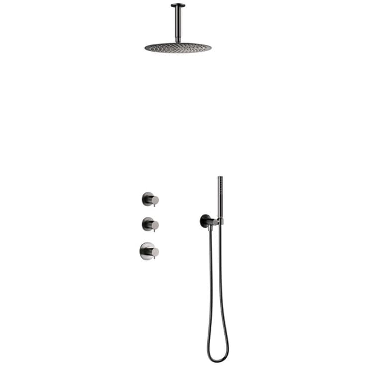 Damixa Iris XS2 brusesæt, vandbesparende, børstet antracit