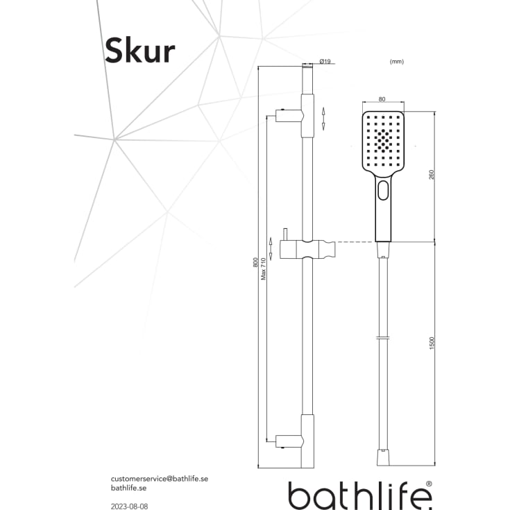 Bathlife Skur dusjsett, nikkel