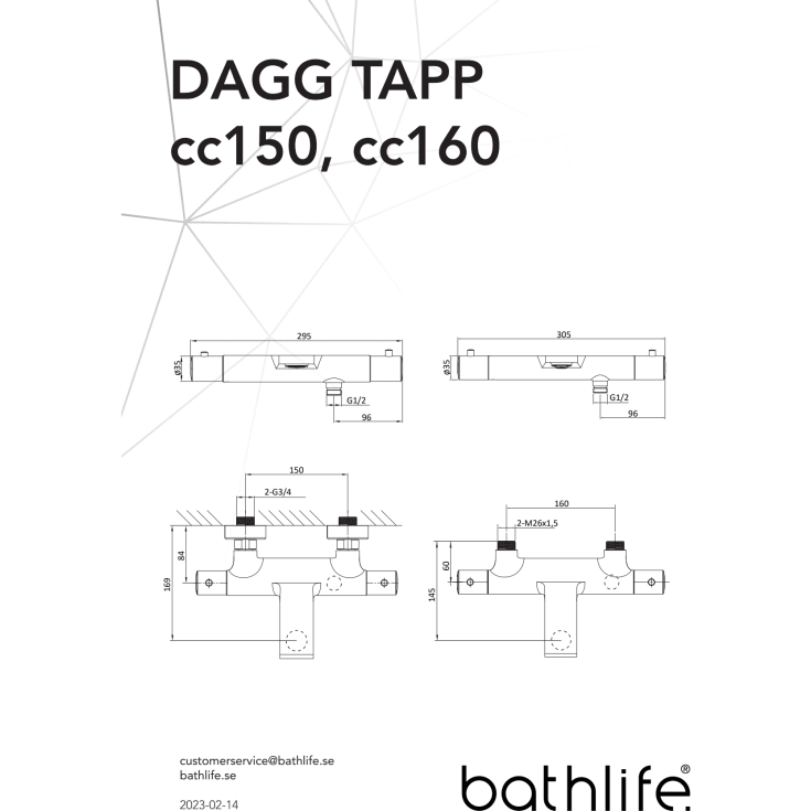 Bathlife Dagg Tapp badekarbatteri, krom