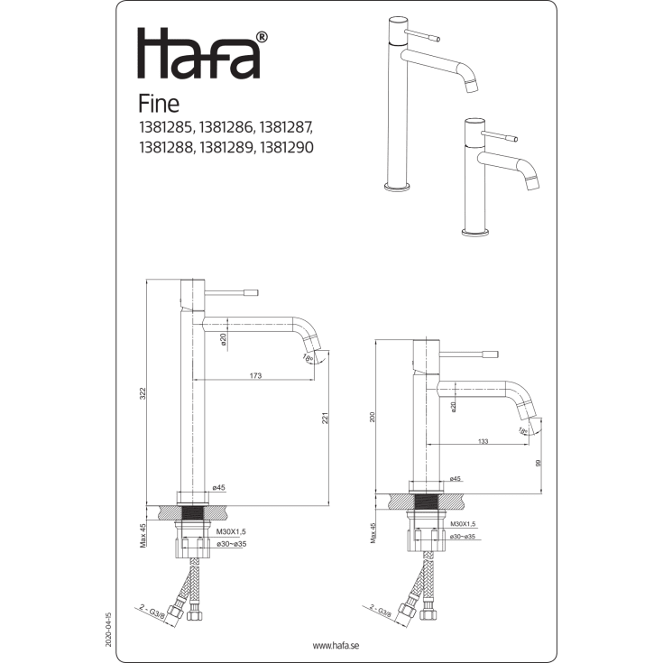Hafa Fine servantbatteri, messing