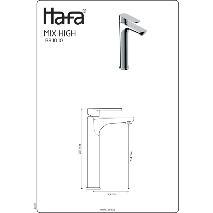 Hafa Mix servantbatteri, vannbesparende, Krom