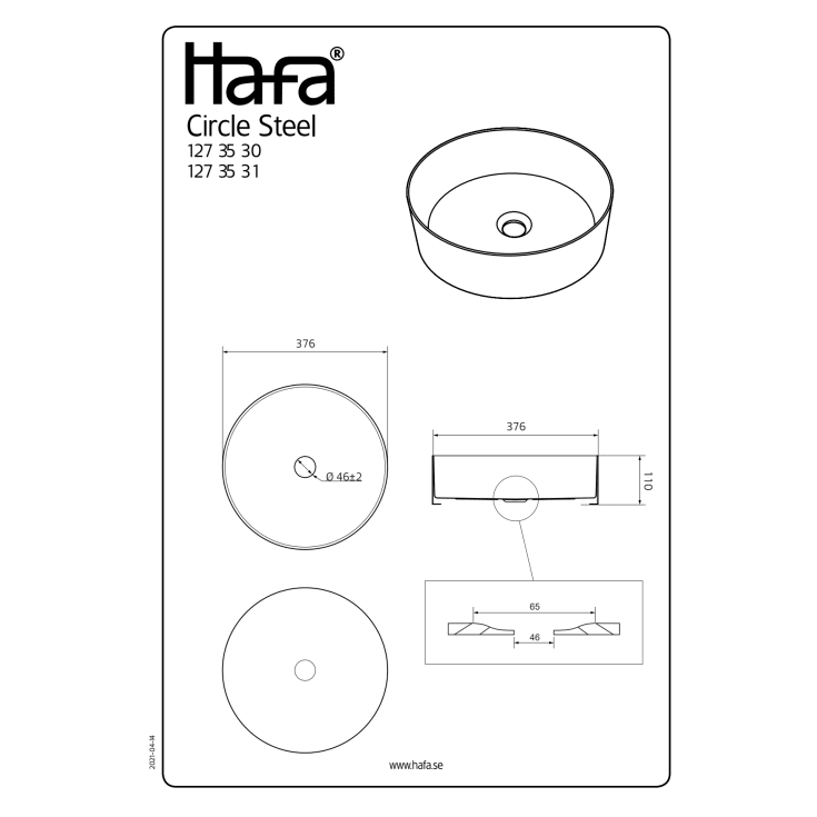 Hafa Circle Steel servant, Ø37,6 cm, sort krom
