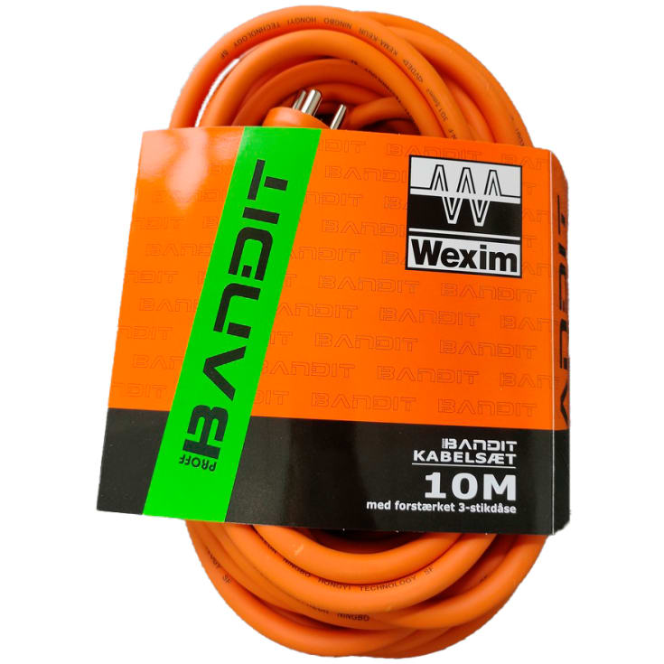 Wexim forlængerkabel med stikdåse, 3G1,5 mm², 10 meter, 230V