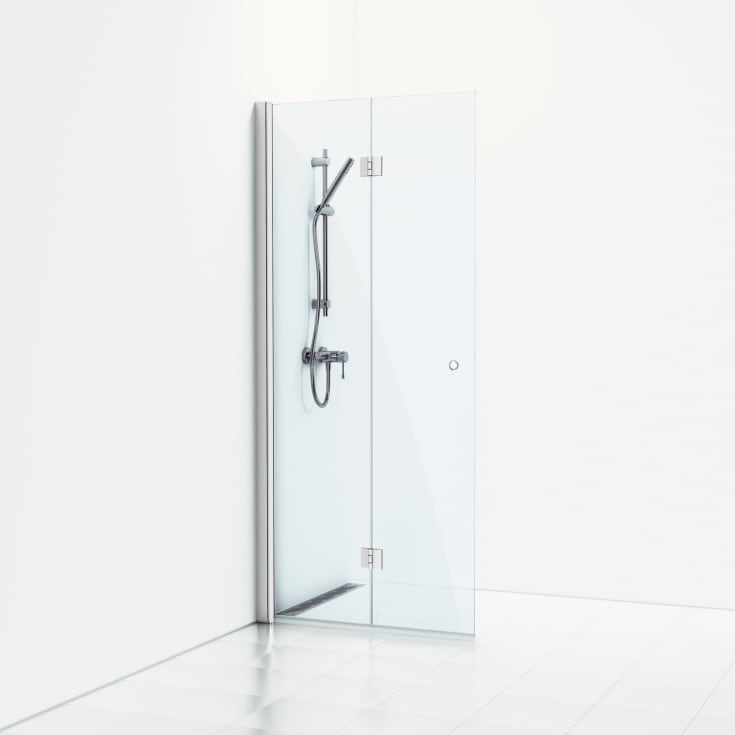 Svedbergs Skoga brusedør, 77 cm, klart glas, mat aluminium profil