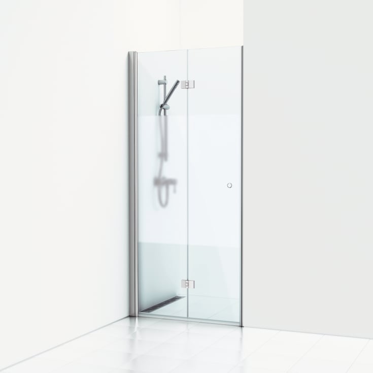 Svedbergs Skoga dusjnisje, foldedør, 80 cm, halvfrostet glass, alu blank profil