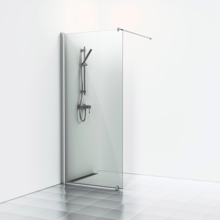 Svedbergs Skoga brusevæg, 70 cm, røgfarvet glas, mat aluminium profil