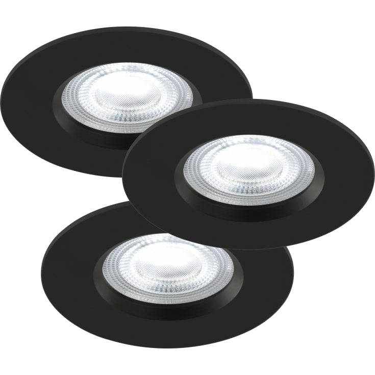 Nordlux Smart Don indbygningsspot, sort, 3-pak