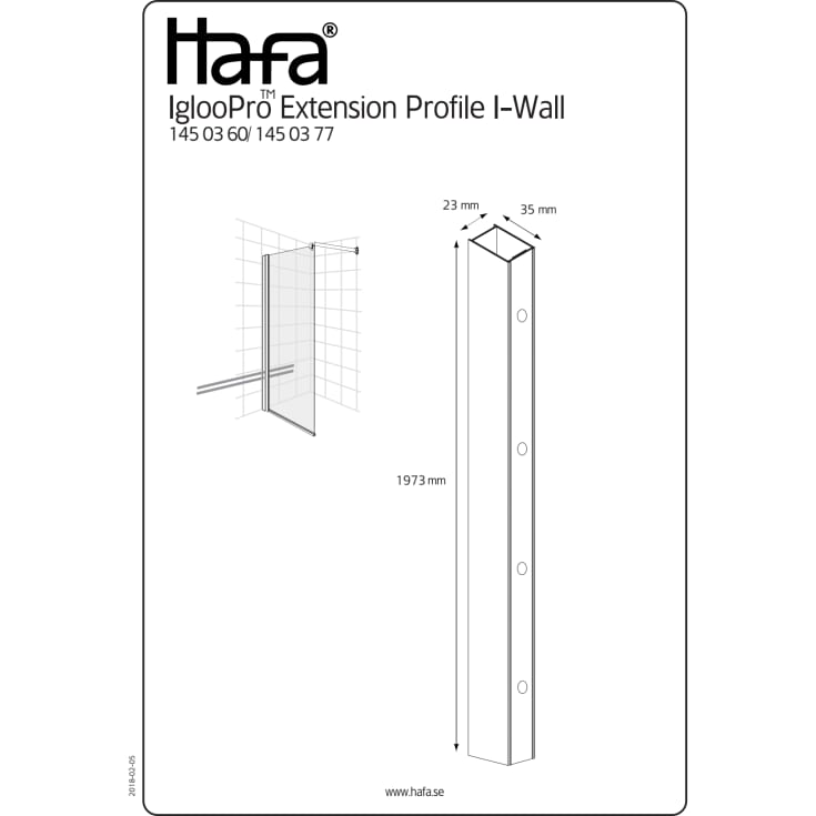 Hafa Igloo Pro I-Wall forlengelsesprofil, for fastfelt, sort Matt