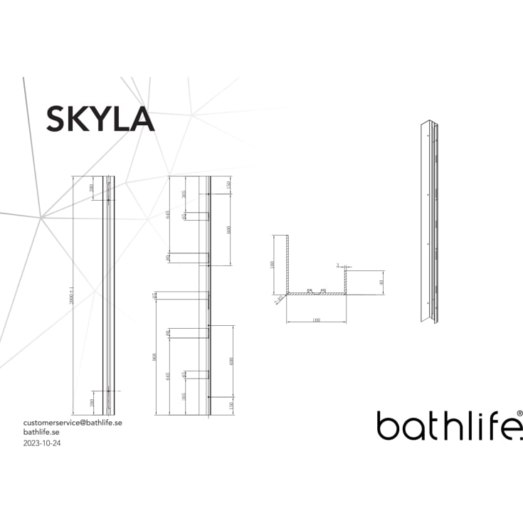 Bathlife Skyla dusjhylle, aluminium