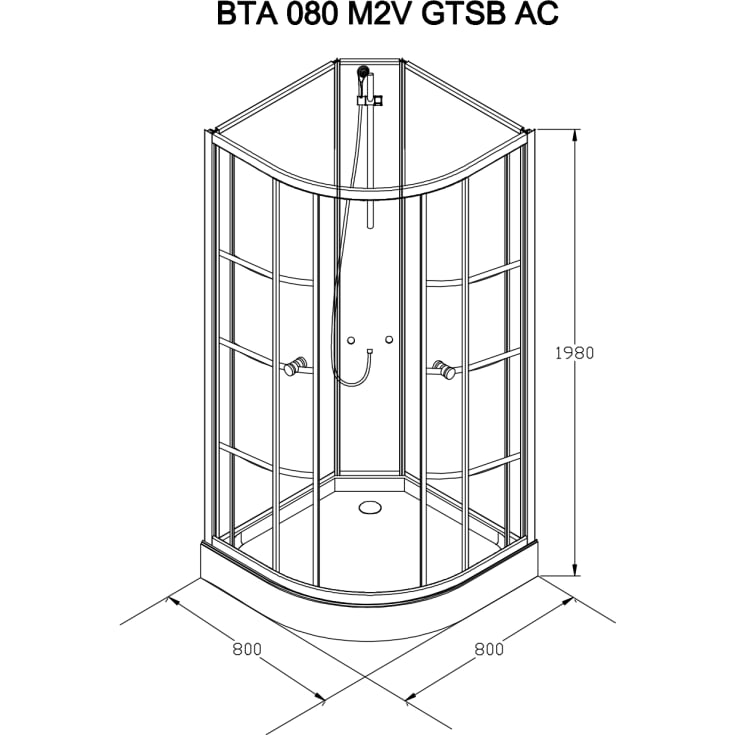 Bathlife Betrakta Dusjkabinett, 80x80 cm, Sort Matt/Klart Glass