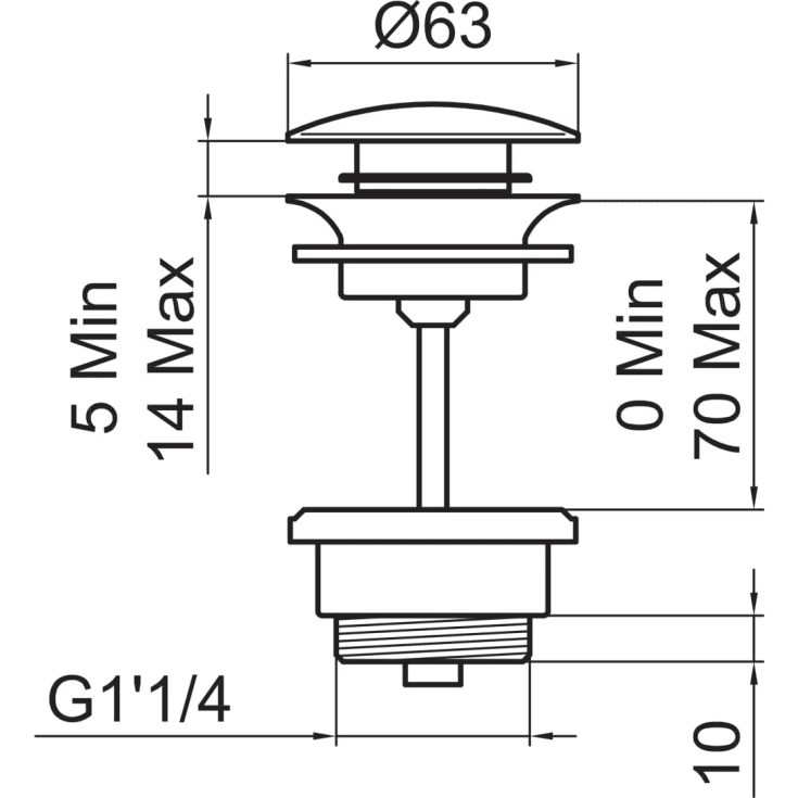Laufen bundventil, stål