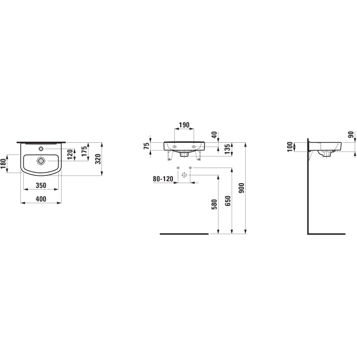 Laufen Kompas håndvask, 40x32 cm, hvid