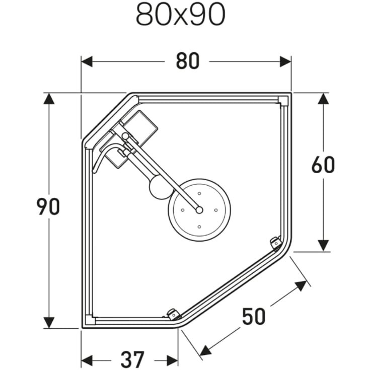 Showerama Classic brusekabine, 80x90 cm, hvid profil, klart/frostet glas