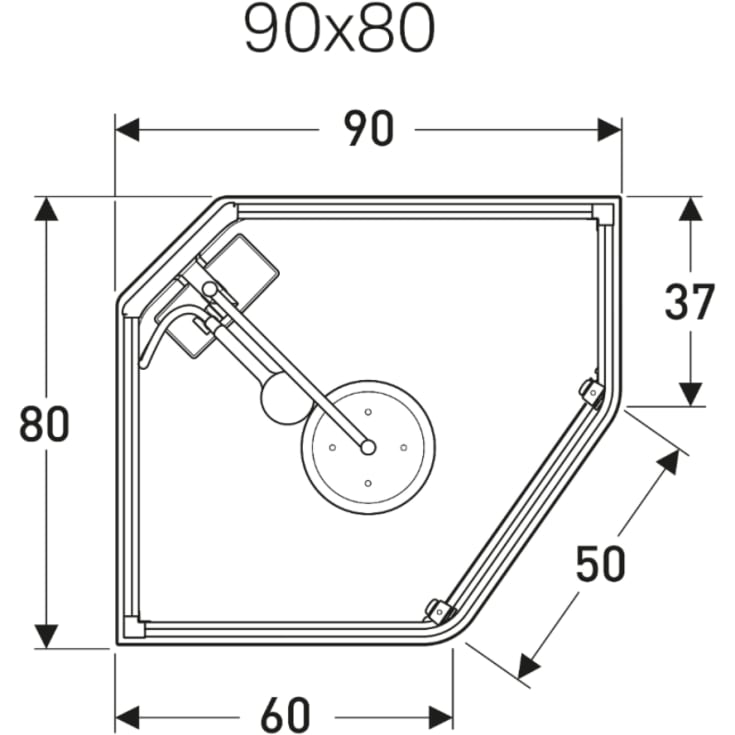 Showerama Comfort brusekabine, 90x80 cm, hvid profil, klart glas