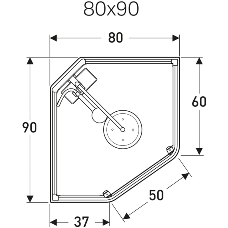 Showerama Comfort dusjkabinett, 80x90 cm, hvit profil, klart/frostet glass