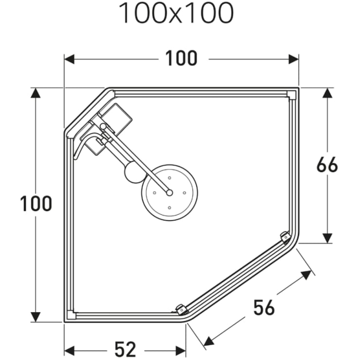 Showerama Comfort brusekabine, 100x100 cm, aluminium profil, klart/frostet glas