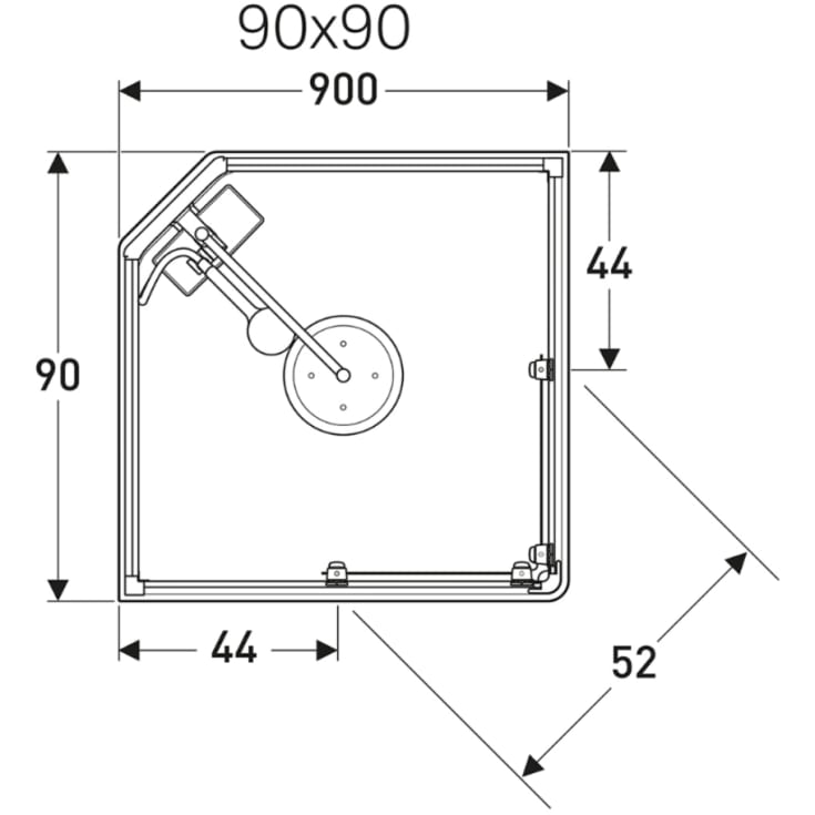 Showerama Comfort dusjkabinett, 90x90 cm, hvit profil, klart/frostet glass