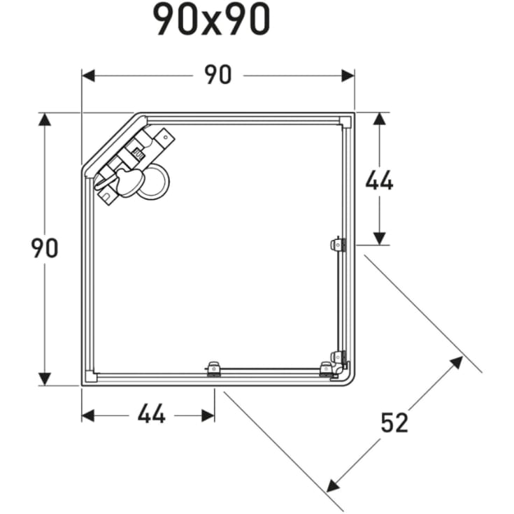 Showerama Classic brusekabine, 90x90 cm, hvid profil, klart/frostet glas