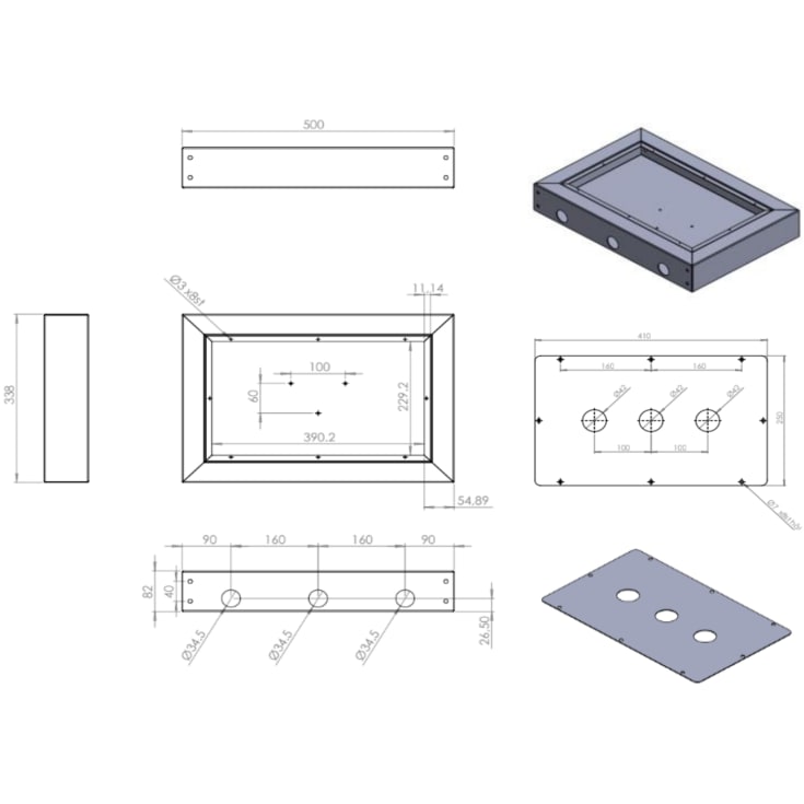 GROHE The box for 3-hole mixers t/3h hv stål rustfrit