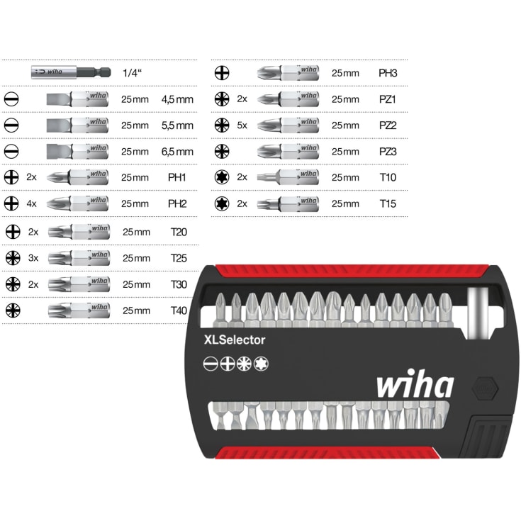 Wiha XL Selector Standard bitsset, 32 delar