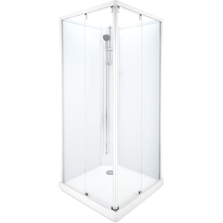 Showerama Classic brusekabine, 90x90 cm, hvid profil, klart/frostet glas