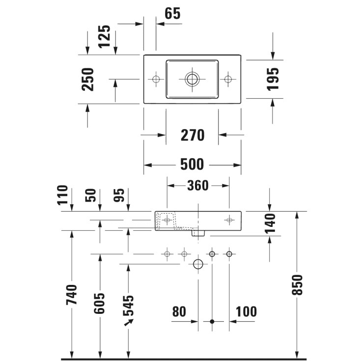 Duravit Vero Air møbelservant, 50x25 cm, med wondergliss, hvit