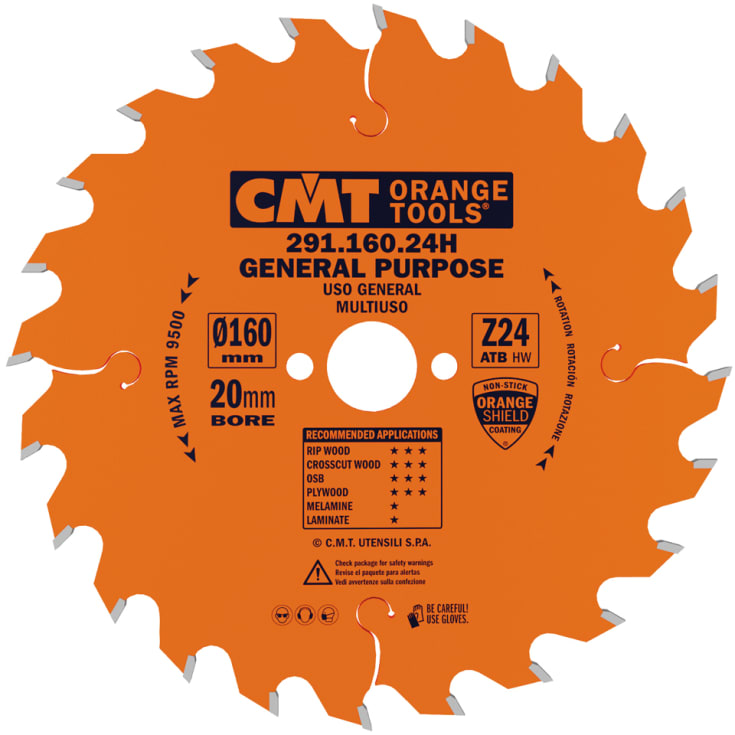CMT HM rundsavklinge Ø160/20 mm, 24 td.